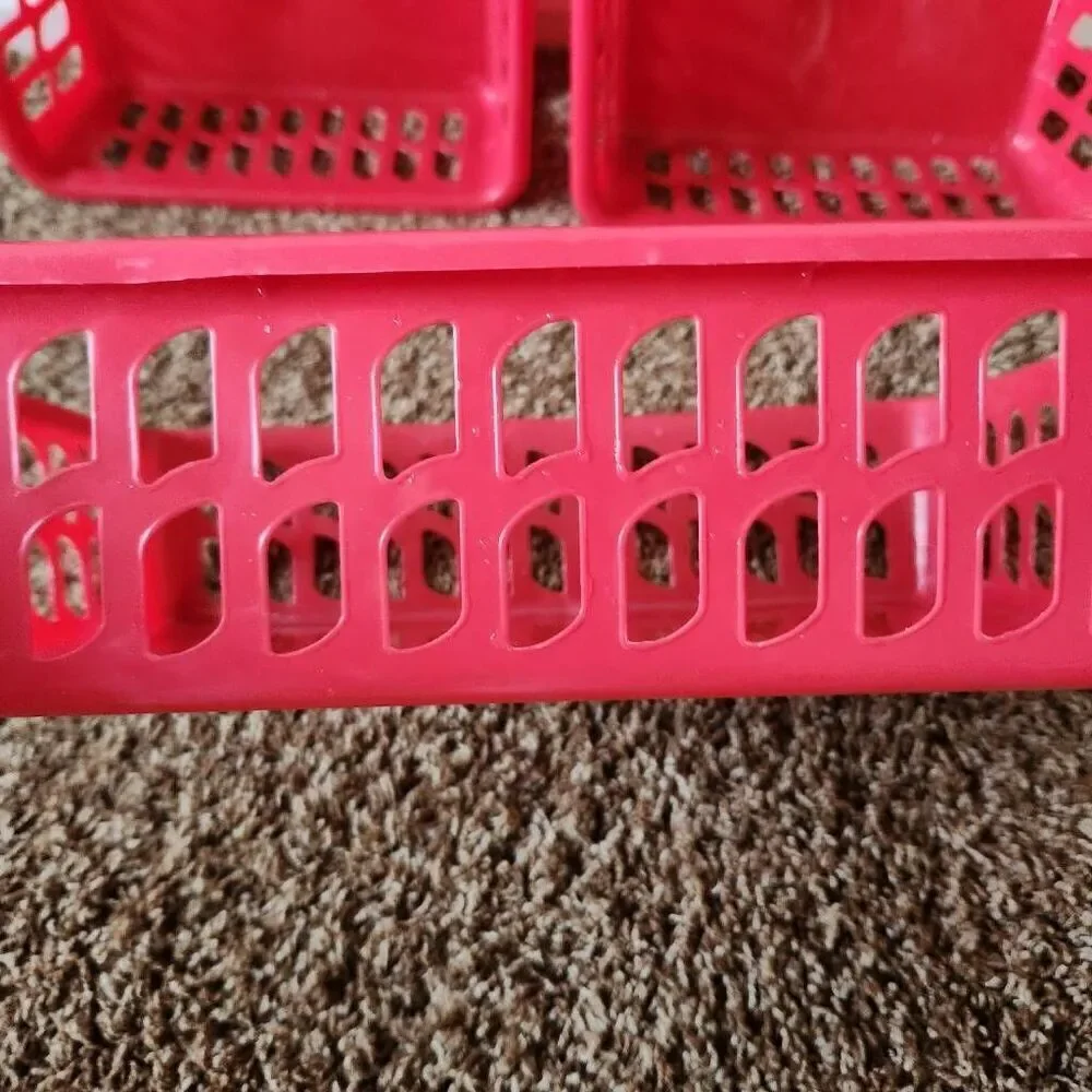 Red tray picnic parnier basket bundle of 3